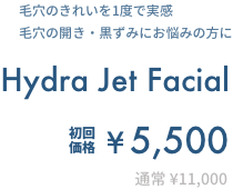毛穴のきれいを1度で実感 毛穴の開き・黒ずみにお悩みの方に Hydra Jet Facial 初回限定¥5,500